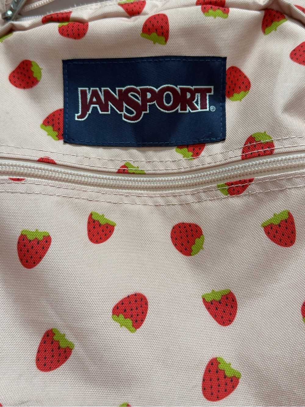 JanSport Pink Strawberry Print Backpack School Bag Cute - Picture 13 of 14